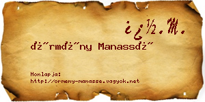Örmény Manassé névjegykártya